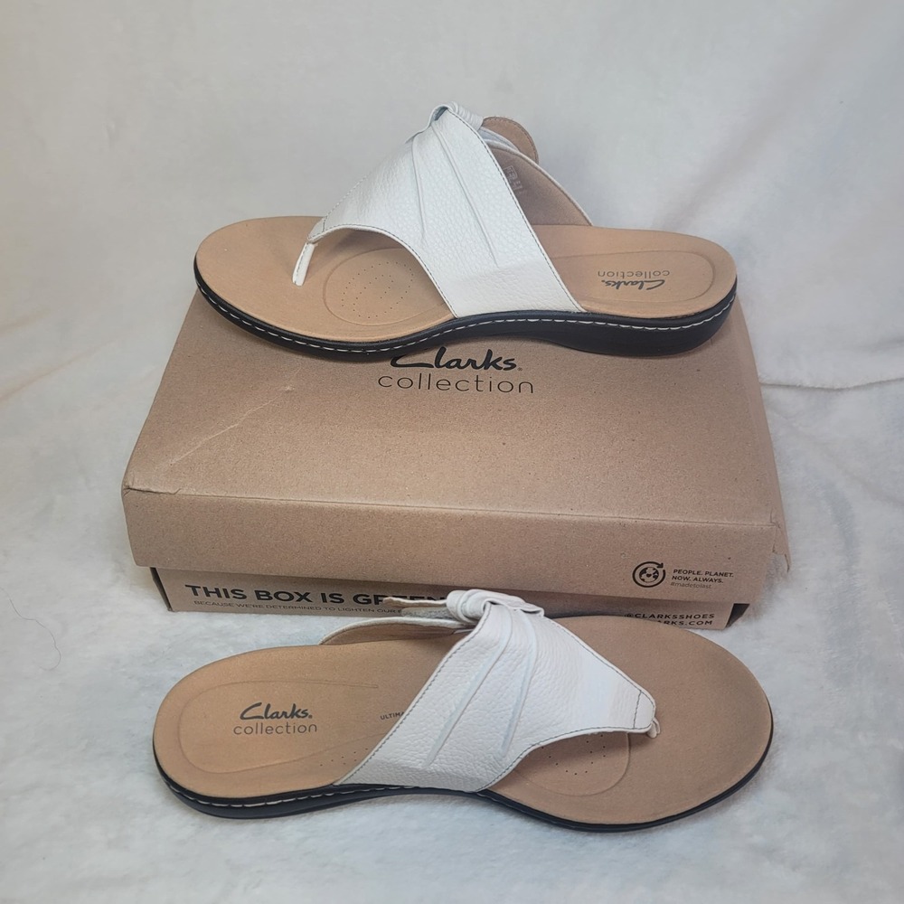 Clarks Collection‎ Knotted Thong Sandals Laurieann Rae White 12 Wide Comfort NIB